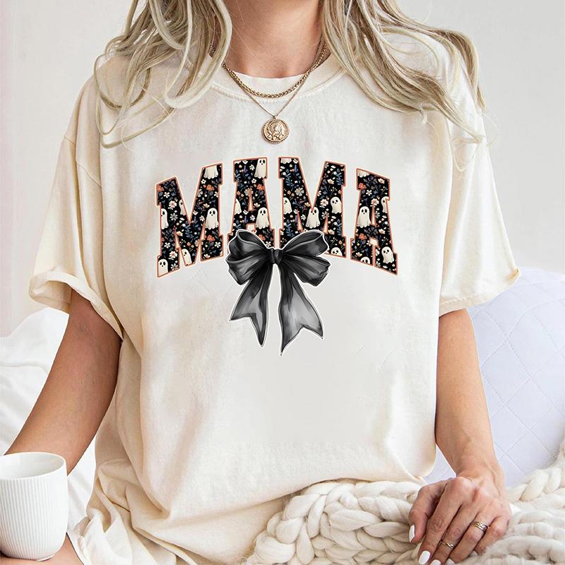 Mama Crewneck Wildflowers Tshirts Pregnancy Gift Leopard Lightning Bow New Mom Classic Tops Mothers Day Gift Vintage T Shirts