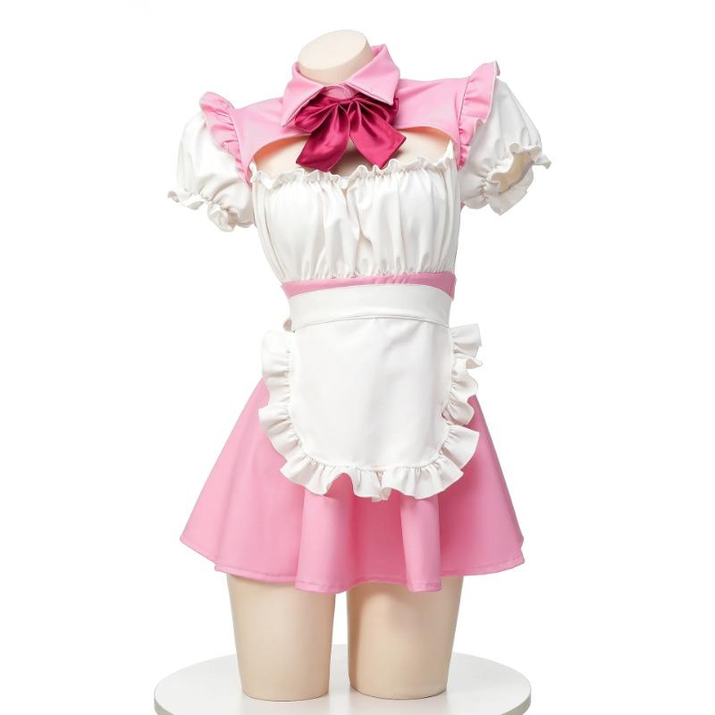 Lolita Anime Cosplay Costumes High Quality Pink Maid Outfit Apron Dress Female Anchor Sexy Lingerie Servant Uniform Set