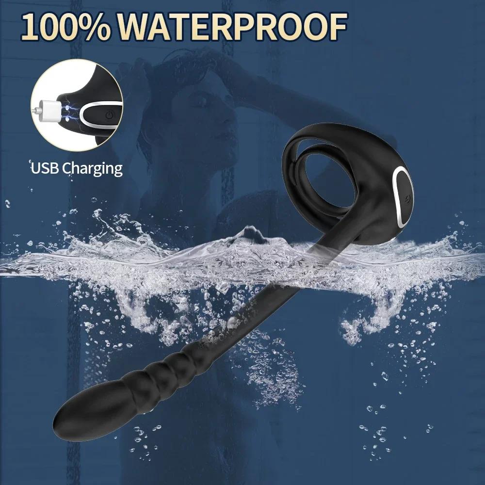 Cockring Prostata Vibrator Sexspielzeug für Männer APP Drahtlos 10 Modi Hodenmassage Anal Butt Plug Penisring Männlicher Masturbator 18