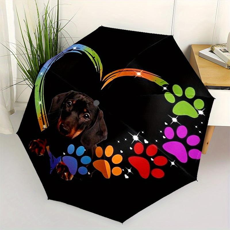 1pc Rainbow Paw Prints Heart Umbrella with Plastic Handle,Suitable for All Seasons Home Travel Outdoor UmbrellaM1112