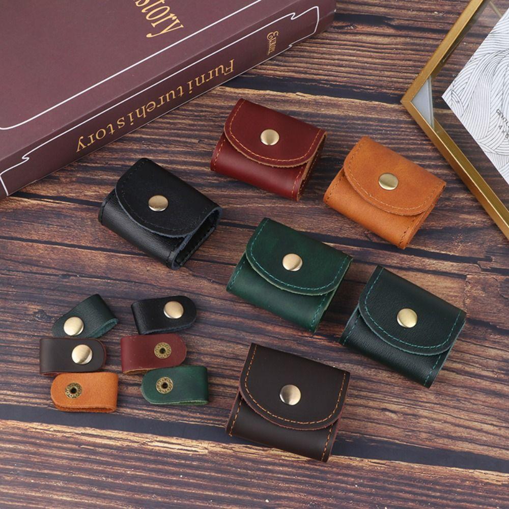 Waterproof Leather Data Cable Storage Box Solid Color Mini Coin Purse Headphone Bag  Male