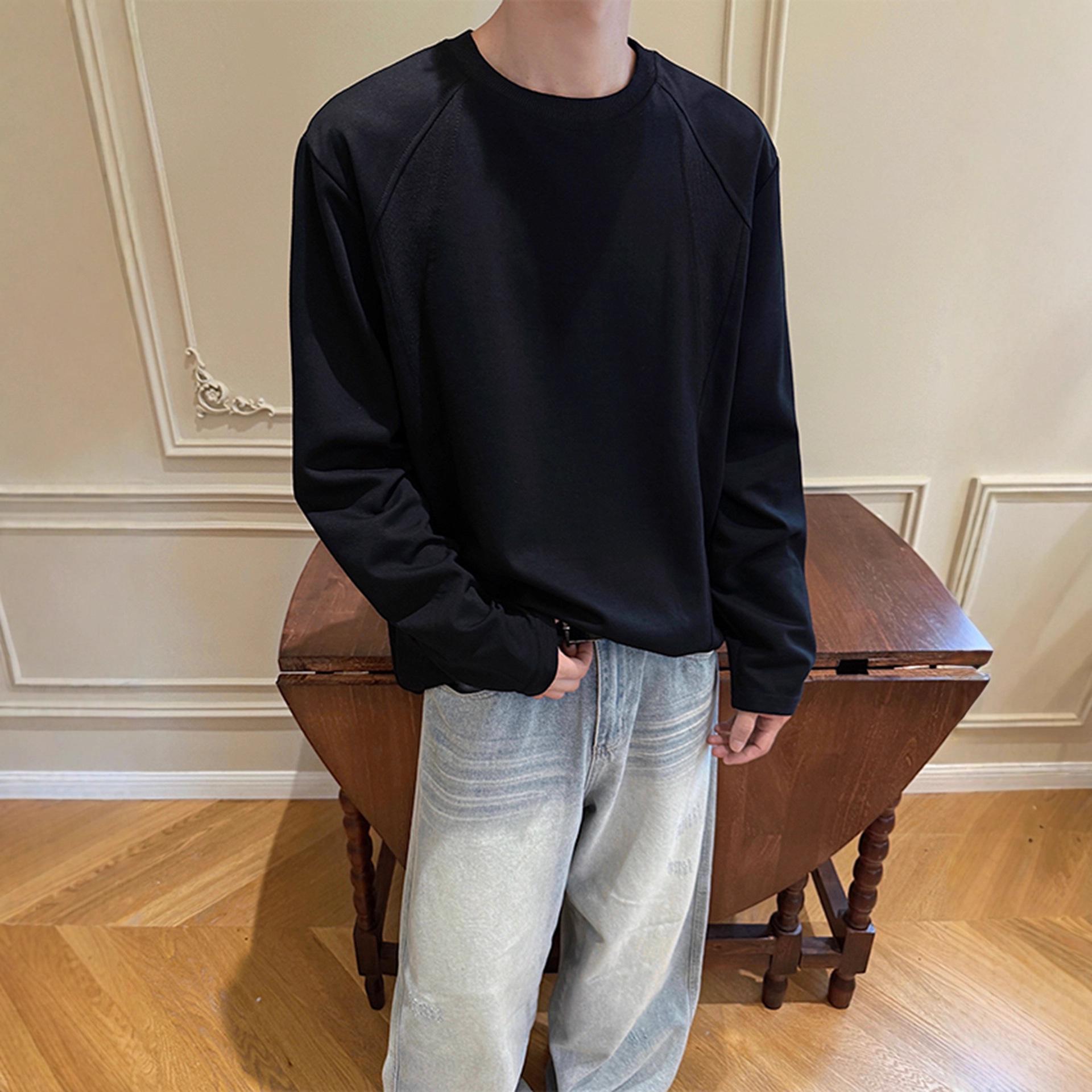 

Вязаный свитер Мужская осенняя футболка с длинным рукавом и без капюшона XXL чёрный