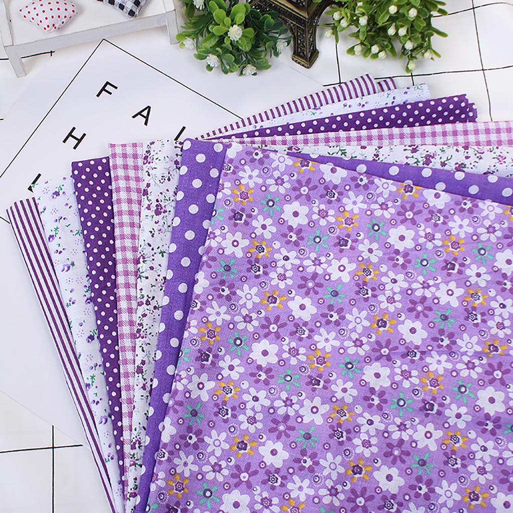 7Pcs 25x25cm Floral Patchwork Cotton Fabric Plain Cloth for DIY Sewing Quilting