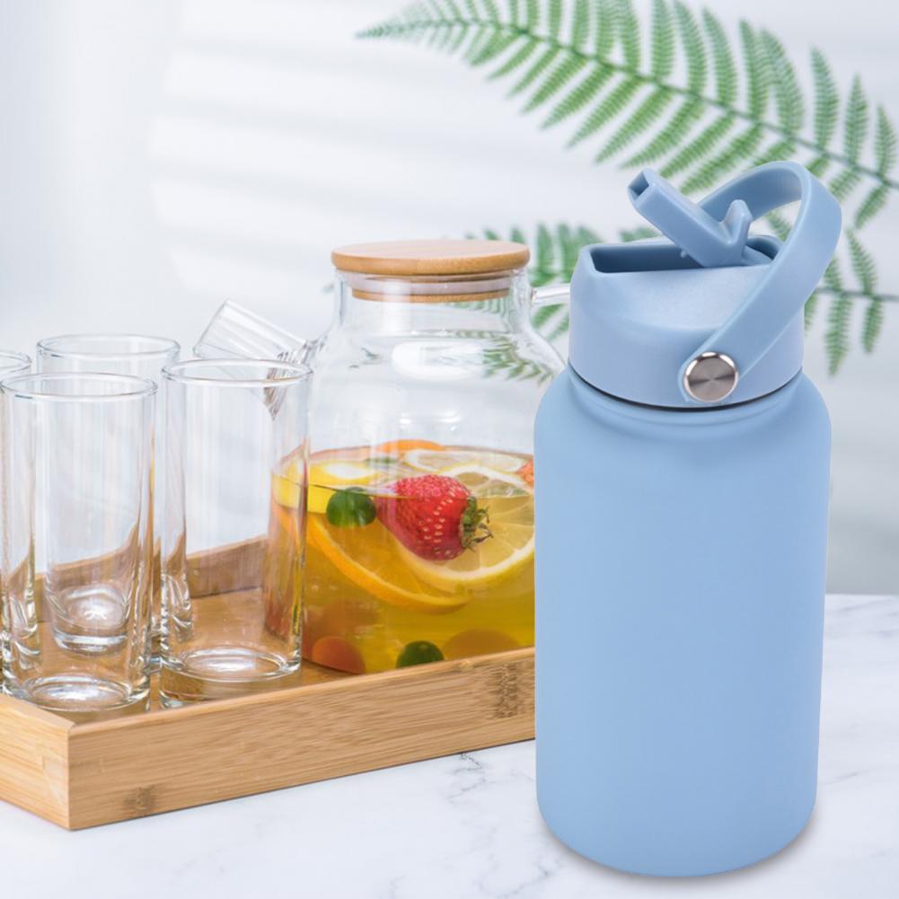 Sport Water Bottle Portable Sport Bottle Stainless Steel Sports Water Bottle with Straw Brush 650ml Portable Vacuum for Outdoor