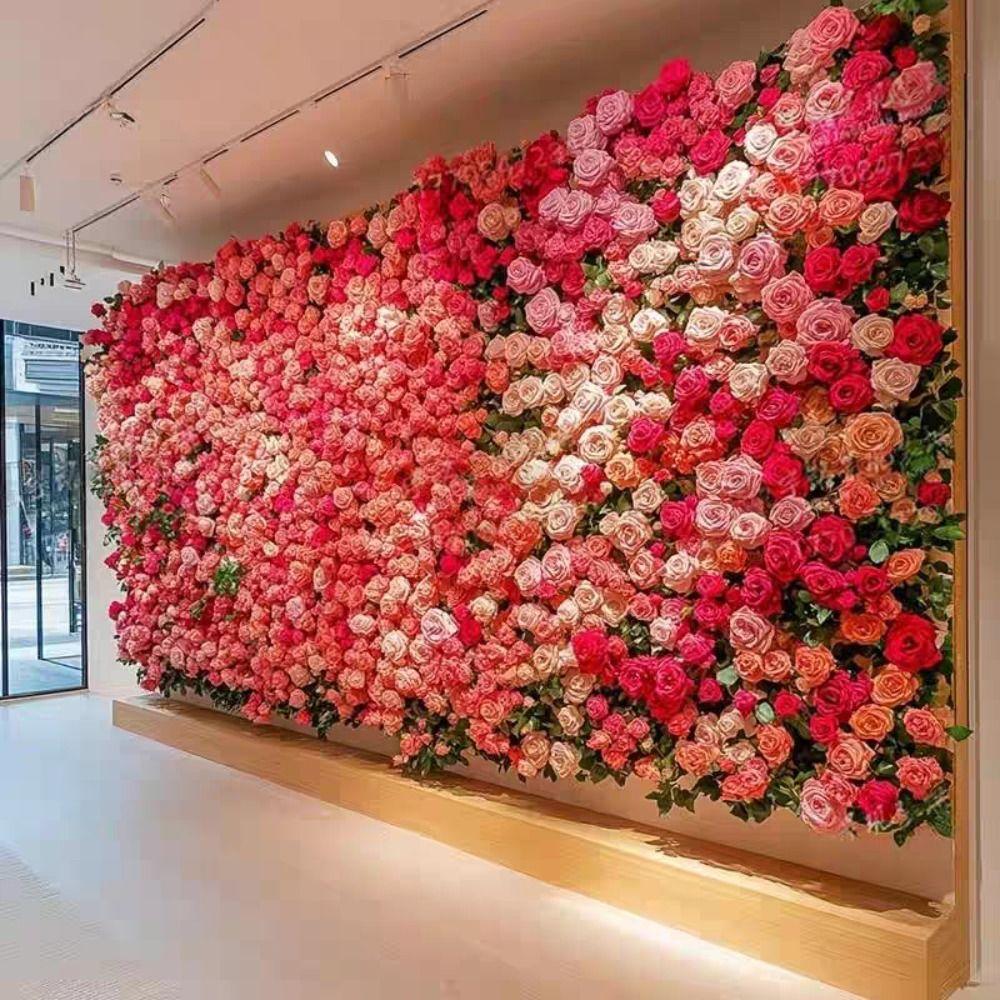 Handmade Artificial Flower Wall Panels 60X40cm Silk Rose Flower Wall  Home Decor