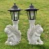 Antique Roman Column Knee Angel Solar Outdoor Light Courtyard Ornament Light For Outdoor Garden Decoration