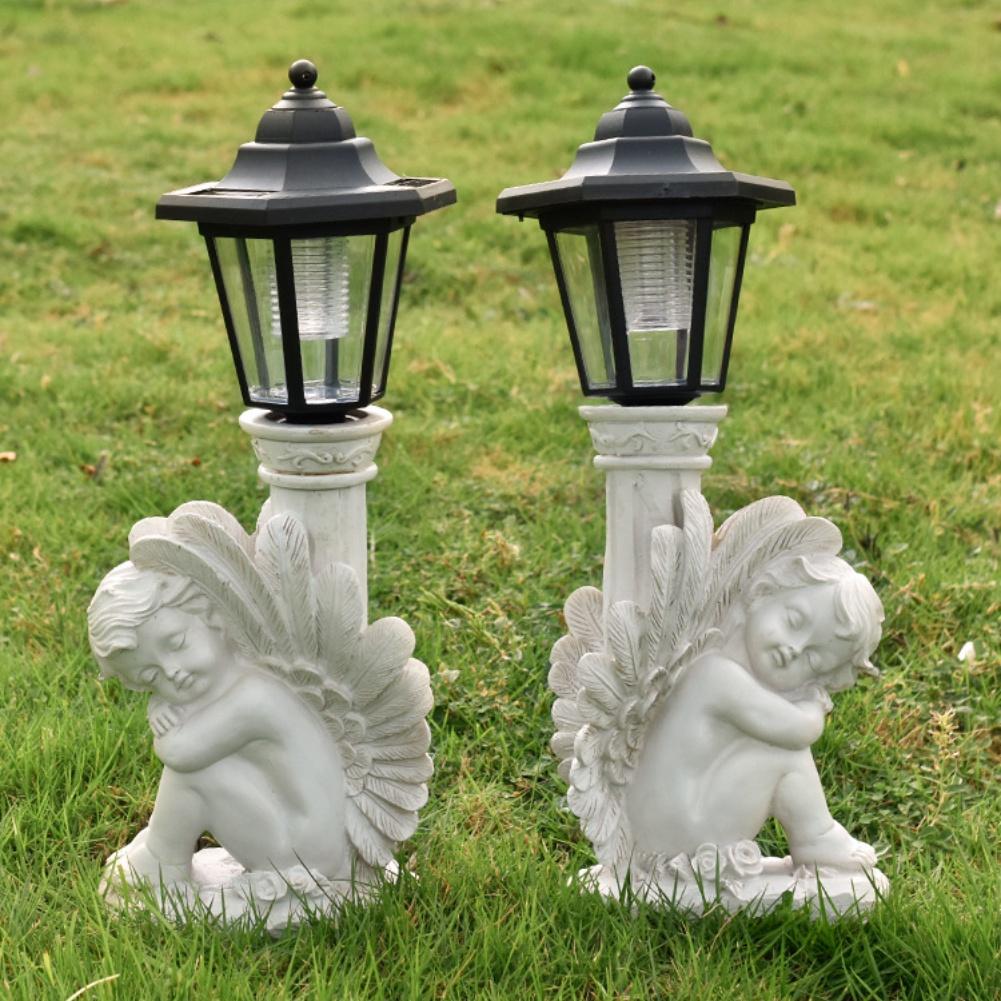 Antique Roman Column Knee Angel Solar Outdoor Light Courtyard Ornament Light For Outdoor Garden Decoration