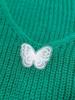 Plus Size V-Neck Knit Sweater with Pineapple and Lace Butterfly Sleeves