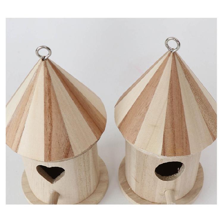 2pcs Wooden Bird House with Perch for Outside Birdhouse to Paint for Small Birds