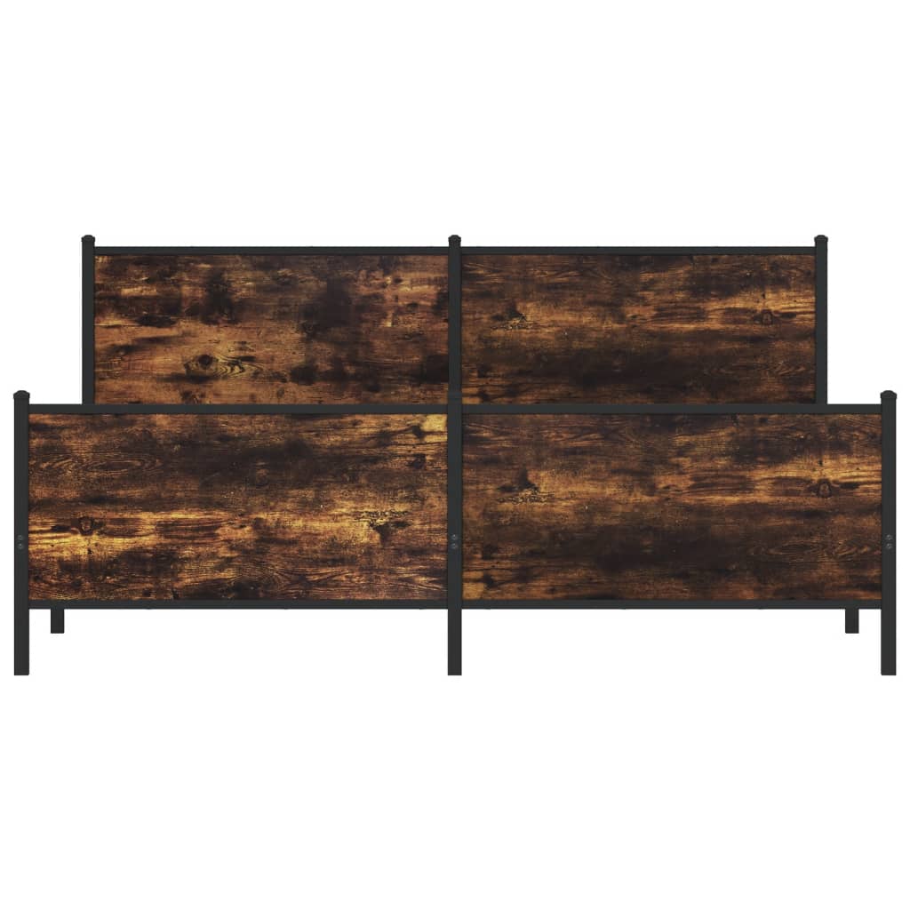 Metal Bed Frame without Mattress Smoked Oak Finish 180 x 200 cm
