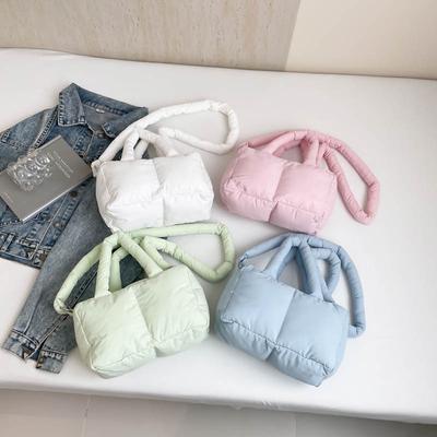 Cotton-filled Hand-held Shoulder Tote Bag High-end Fashion Versatile Light Soft Down Fabric Crossbody Bag