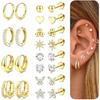 Drperfect 1Pair Flat Back Earrings for Women Surgical Steel Earrings for Sensitive Ears Hoop Stud Cartilage Tragus Piercings