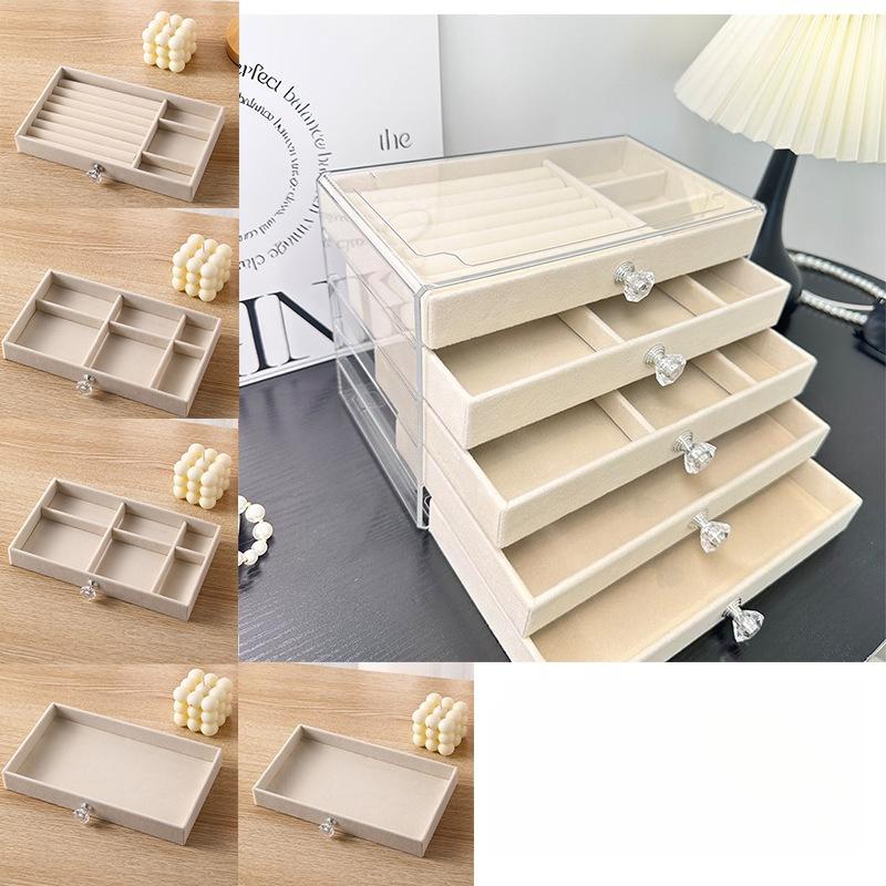 Velvet Jewelry Box with Anti-Oxidation, Transparent Acrylic Storage for Earrings, Necklaces, and Rings