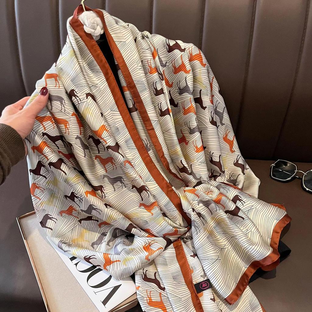 180*90cm Luxury Brand Spring Summer Autumn Women Clothing New Fashion Color matching printed silk scarf lady popular turba