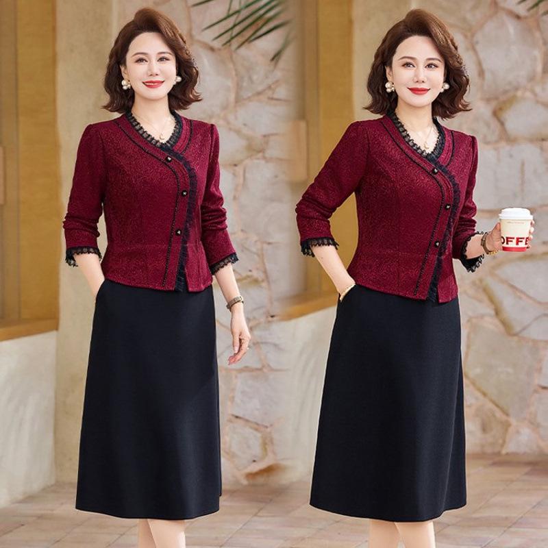 Women's Elegant Spring Two-Piece Dress - 2026 Stylish & Dignified for Middle-Aged Women