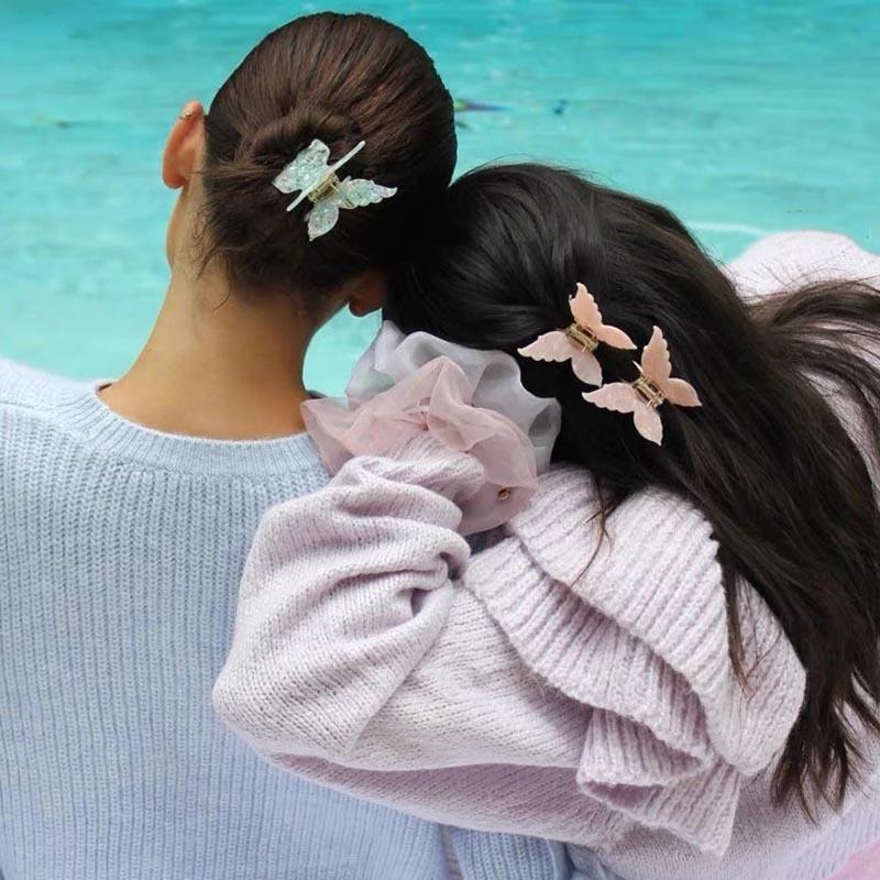 1/3Pcs Set New French Acetate Hair Clamp Retro Colorful Butterfly Hair Claw Women Bow Hair Clip Crab Barrettes Hair Accessories For Girl