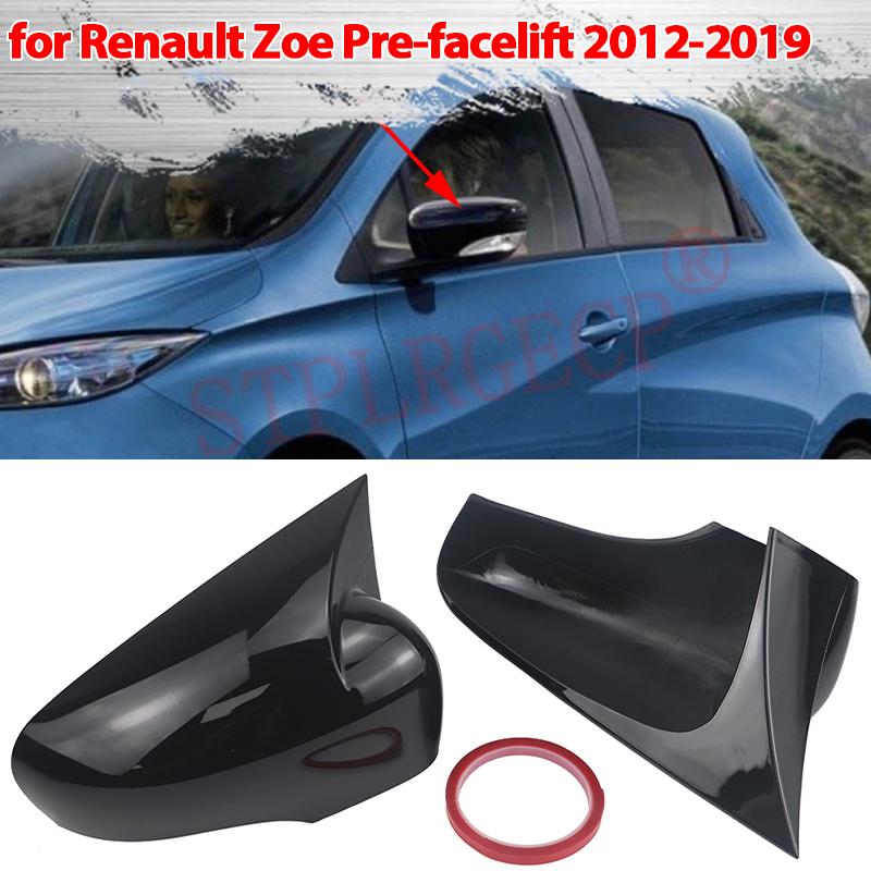 ABS 2x Mirror Cover Car Side Rearview Mirror Cap Cover Shell Sticker Black for Renault Zoe Pre-facelift 2012-2018