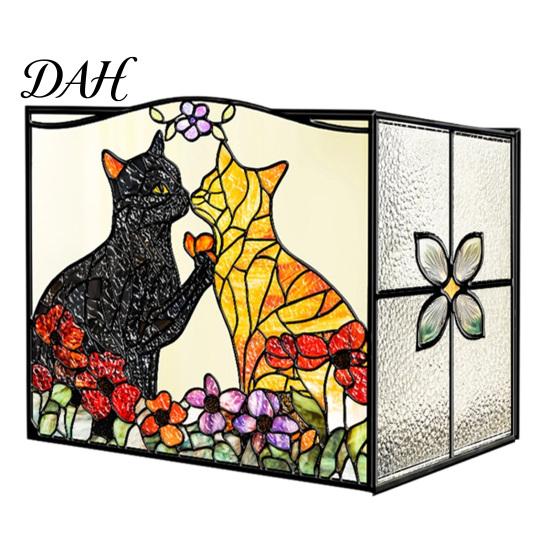 Desktop Pen Holder Stained Glass Style Holder, Unique Acrylic Organizer, 3D Plant Pot Embossed Relief Pattern Planter for Succulents And Office