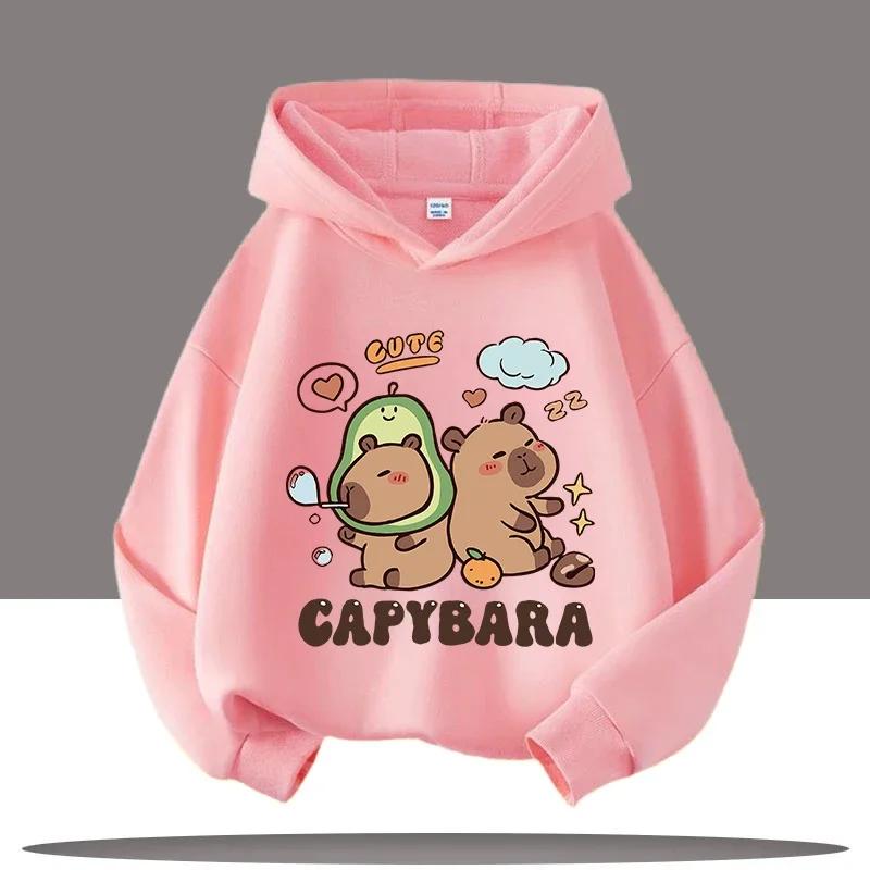 Autumn and Winter Warm Children's Hoodie Capibara Koala Pattern Girls' Hoodie Pullover Comfortable Children's Top