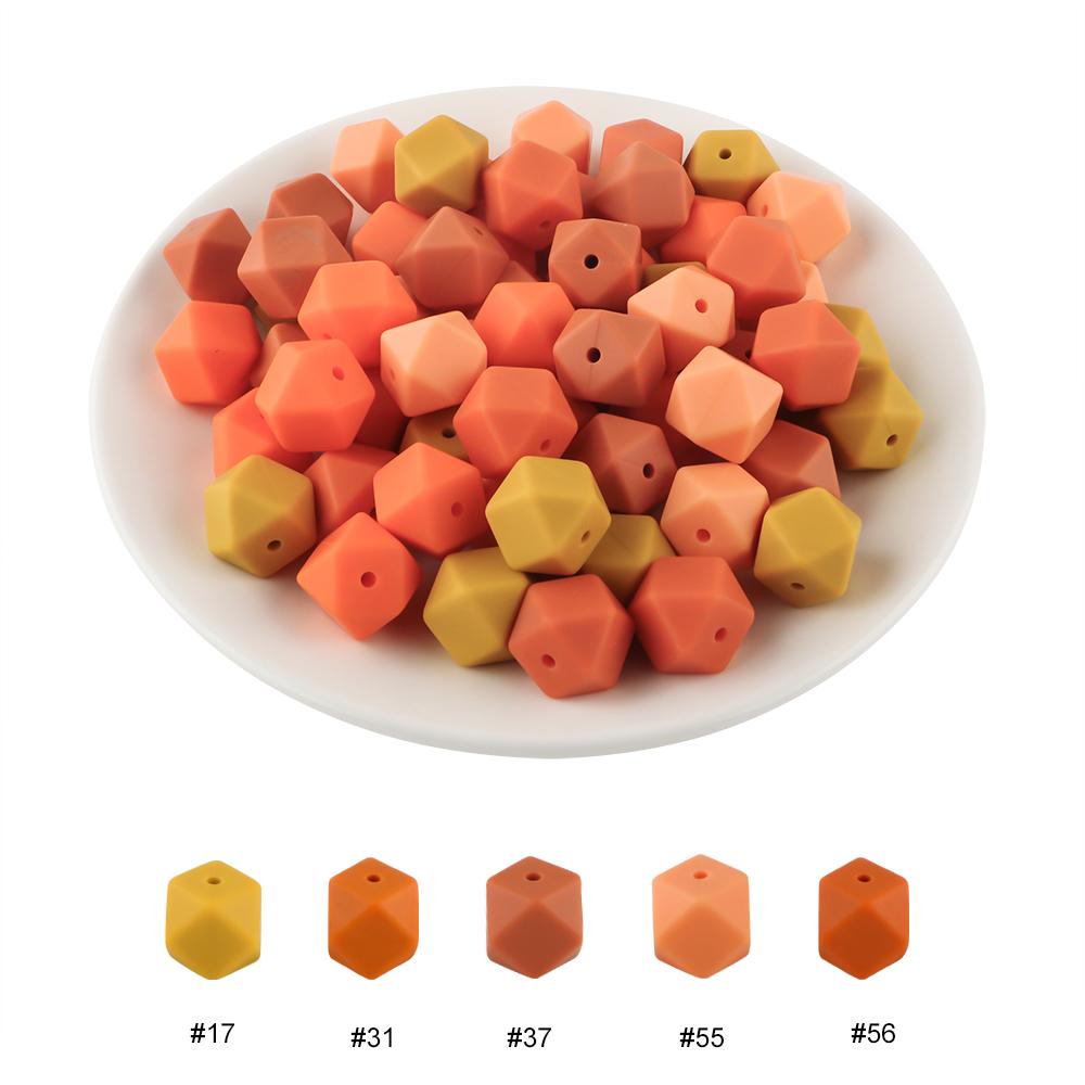10Pcs 14mm Printed Hexagon Silicone Beads Leopard Bead For Jewelry Making DIY Beadable Pen Keychain Bracelet Accessories