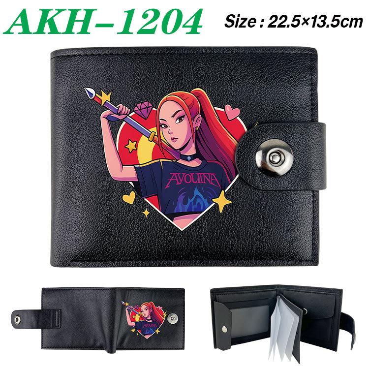 K-Pop Demon Hunters Wallet Black Soft Leather Snap Closure with Zipper Coin Pocket 1pcs