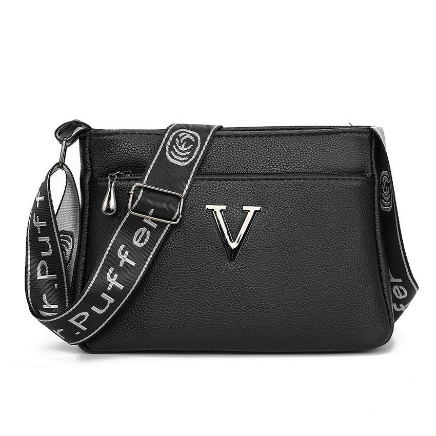 Large Autumn and Winter Solid-color Soft Leather Bags for Middle-aged and Elderly Mothers, Large-capacity Crossbody Single-shoulder Women's Bags