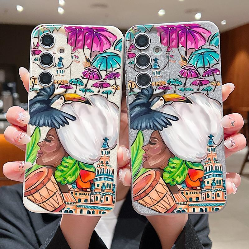Tropical-style Toucan Pattern Case For Samsung Galaxy A57 A56 A55 A54 5G A37 A36 A35 A34 A17 A16 A15 A14 Leather Texture Silicone Cover