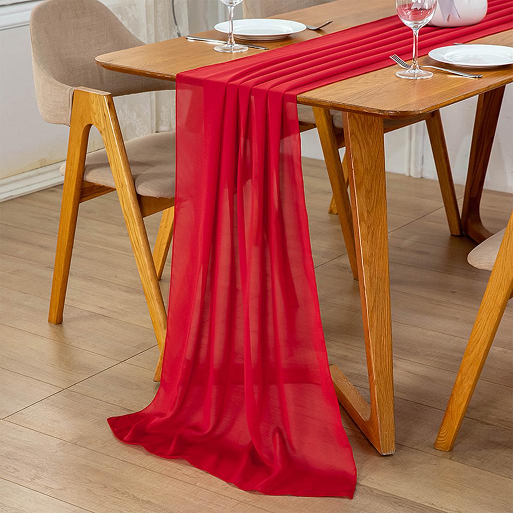 Table Runner Soft Elegant Reusable Chiffon Table Decoration for Wedding Party Furniture Decor