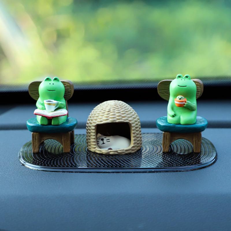 Zakka Żaba Uzdrowicielska Ozdoby Samochodowe: Urocza dekoracja wnętrza do domu, biura lub samochodu