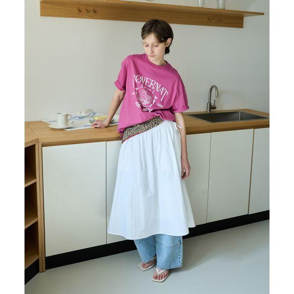 COVERNAT Solid Color Pleated A-Line Casual Long Skirt Women skirts White CO2501SR73WH