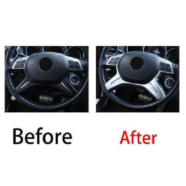 Matte Silver Car Steering Wheel Moulding Cover For Mercedes Benz ML GL 2012-2016