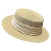 Straw Weaving Wide Brim Straw Hat Pearl Chain Weave Bucket Hat Women's Fisherman Hat  Travel