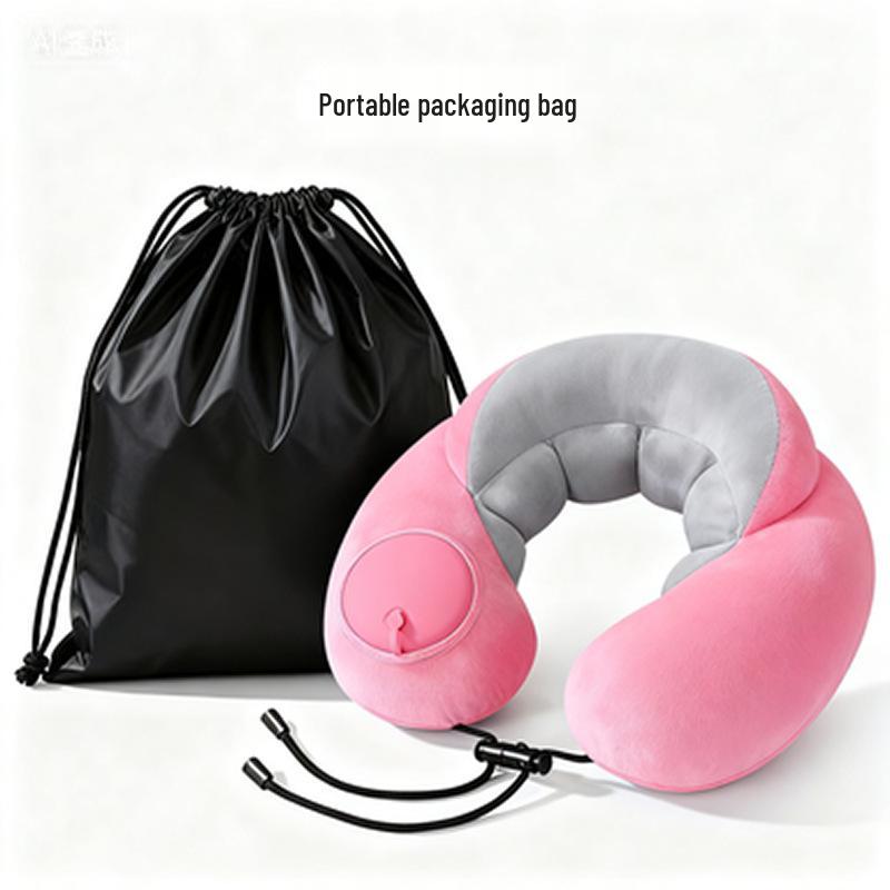 Foldable U-Shaped Neck Pillow: Portable, Press-Type Inflatable Support for Travel, Car, Office, and Outdoor Use