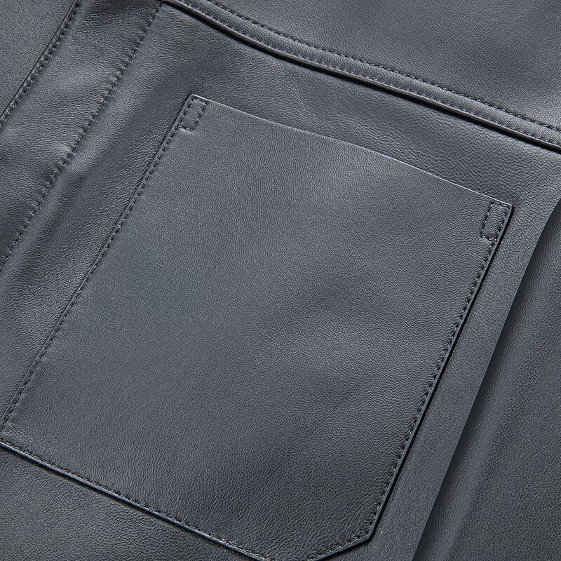 FAPAI Men's Genuine Sheepskin Stand-Collar Leather Jacket