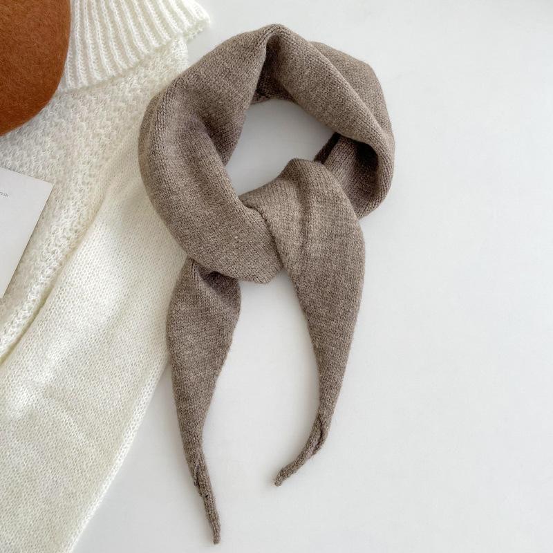 Sweet Knitted French Headscarf Warm Triangle Scarf Women's Korean Versatile Solid Small Shawl Scarf Neck Shoulder Protection