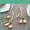 Steel Creative Stainless 6pcs Personality Gold Spoons Tree Leaf Spoon Coffee Spoon Tea Spoon Home Restaurant Dessert Cutlery Set