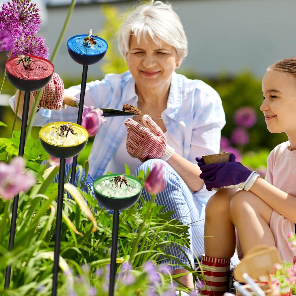 Stație de adăpare pentru albine Cupe pentru albine cu țăruș Alimentator metalic de apă pentru albine Alimentator de albine multifuncțional staționar pentru decor exterior