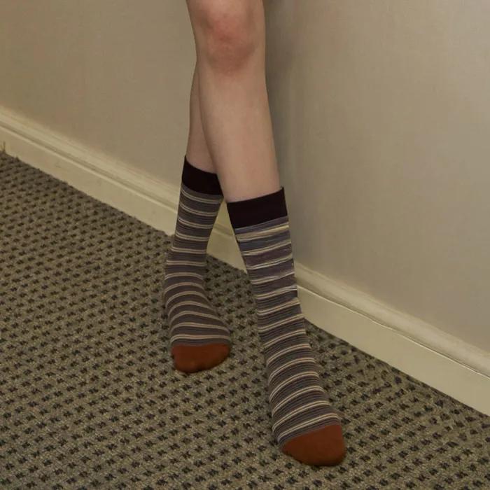 [2SET] [Banana Sisters] Pinstripe Point Socks 3 Colors
