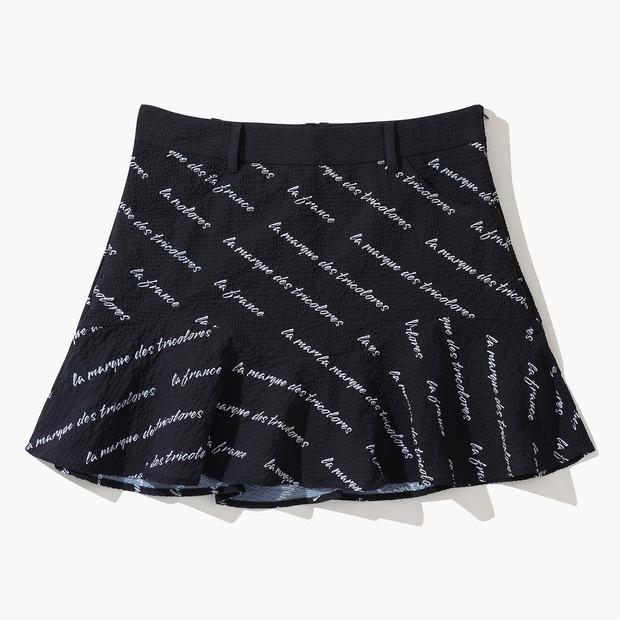 LECOQ GOLF Women'S Seersucker Lettering Print Set-Up Flare Skirt (Gp322Lsk82)