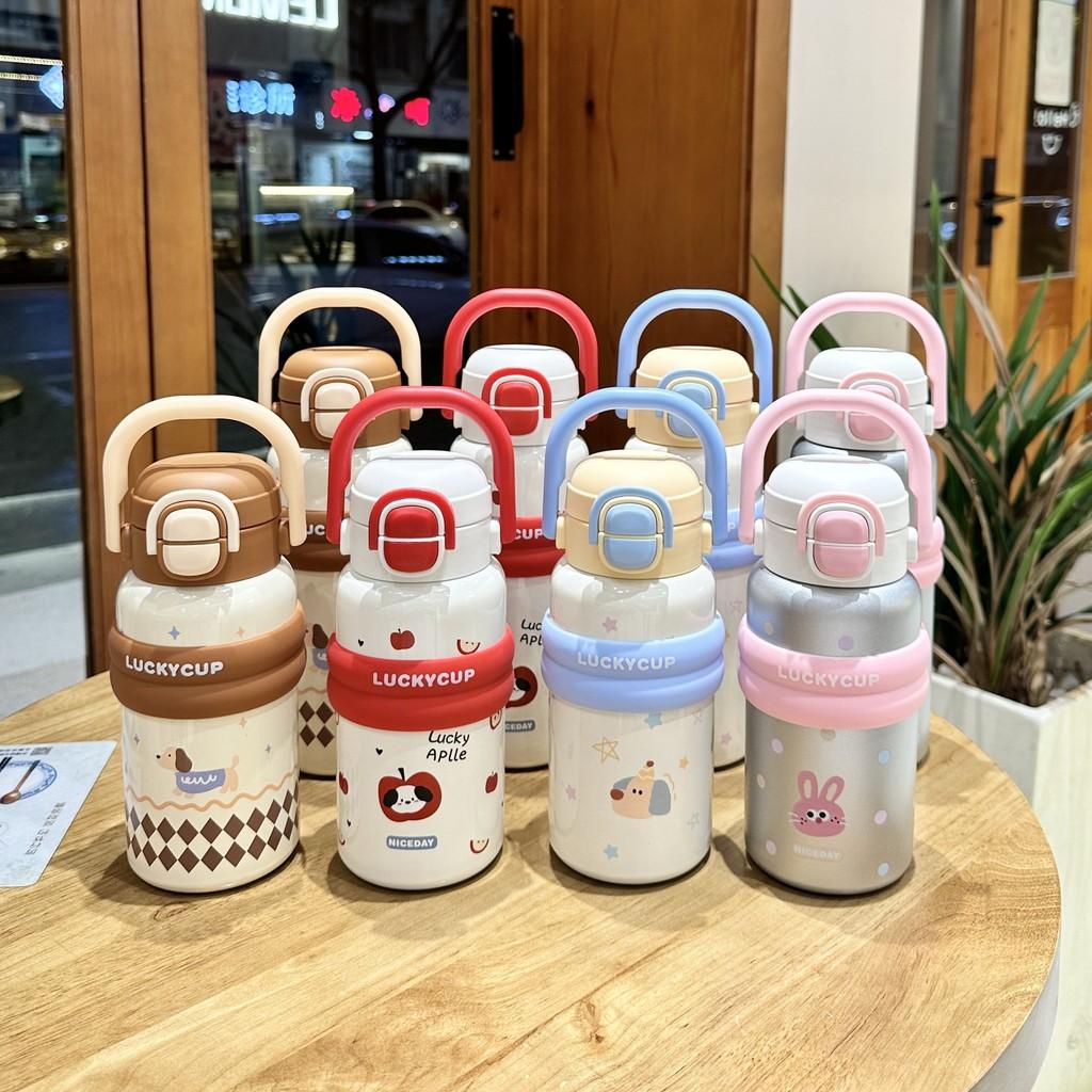 Kids Cartoon Stainless Steel Insulated Cup With Handle For Children And Students