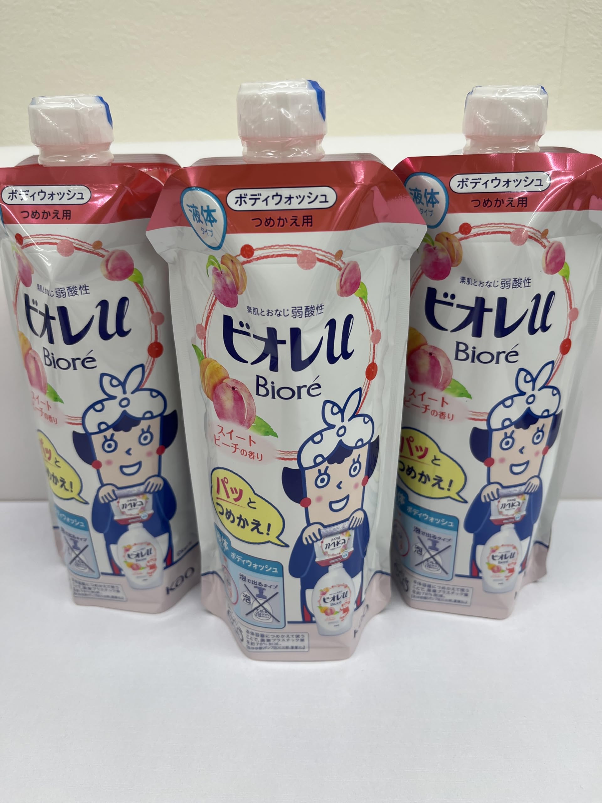 Biore u Refill, Sweet Peach Scent, 340mL x 3-Pack