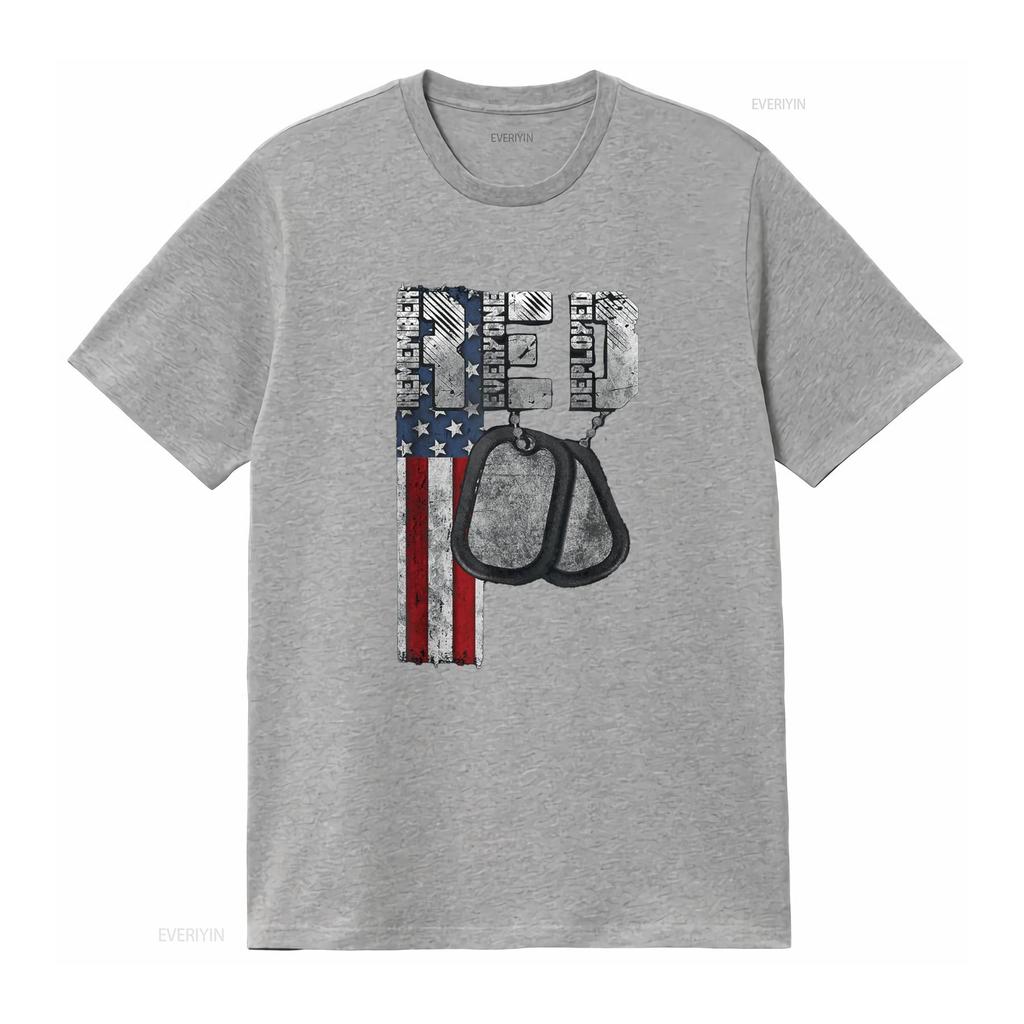 Remember Everyone Deployed T Shirt vintage Washed Breathable homme Slightly fashion Stretched Casual Stylish Versatile