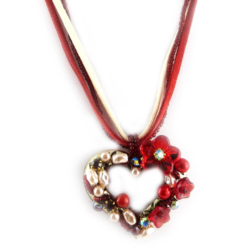 Les Trésors De Lily [D9104] - Collier Créateur 'Coeur Féérique' Ivoire Rouge