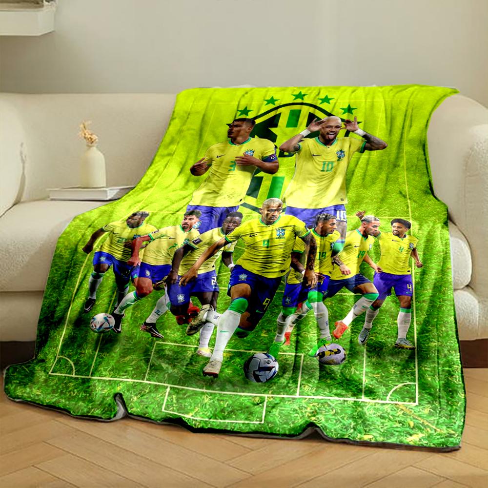 Brazil Football Team Designed Flannel blanket for bedroom, living room, sofa, and nap