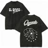Vintage Washed Quevedo 2026 New Album El Baifo Tshirt High Street Fashion Trend Tshirts Men Women Casual Loose Cotton T Shirt