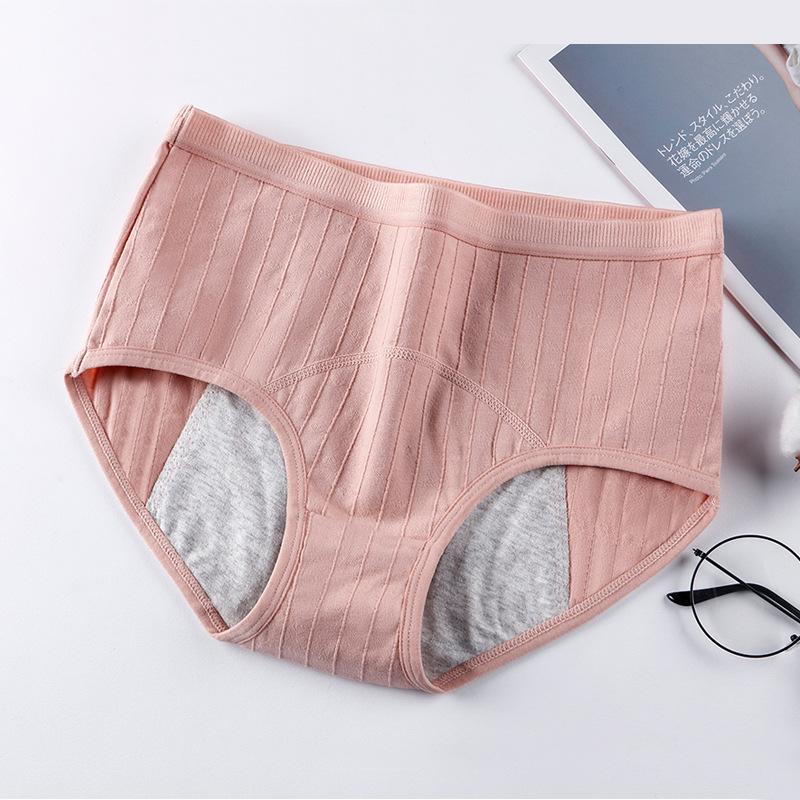 Women Underwear Breathable Mid-Waist Menstrual Knickers Cotton Panties Period Pants Leak-Proof