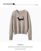 Women's Korean Style Black Dog Jacquard Cashmere Knit Sweater - Slimming, Warm, and Loose Fit for Autumn/Winter