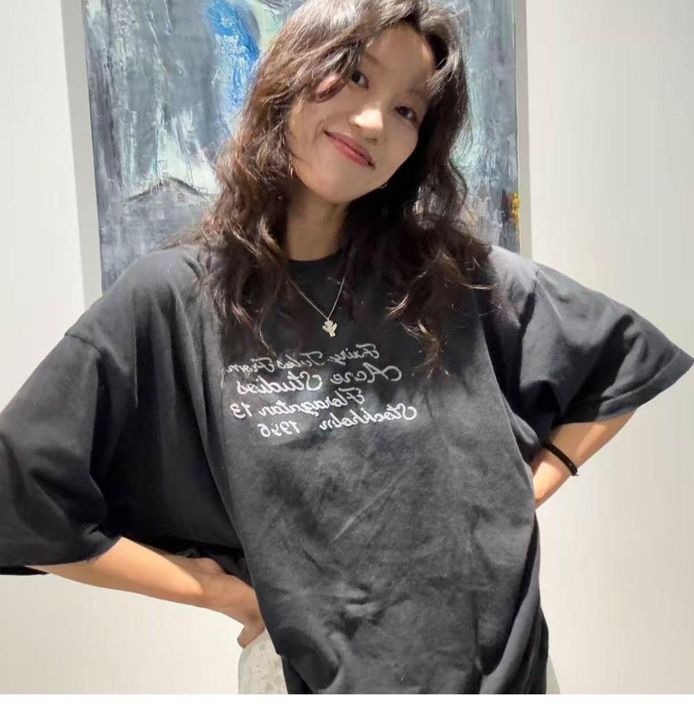 AC1996 Retro Distressed Letter Print Unisex Loose-Fit T-Shirt