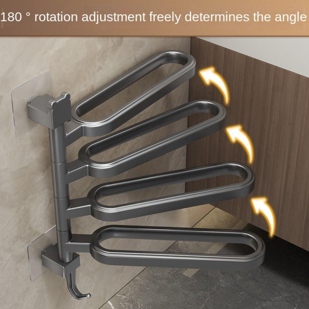 Plastic Swivel Towel Holder Punch Free Bath Towel Storage Rack Practical Towel Hanger  Bathroom