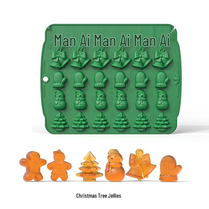 Christmas Silicone Mold: 5-Cavity for Tree, Gloves & Figurines